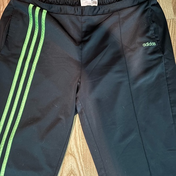 adidas early 2000s Black Joggers with Green Stripes - Picture 5 of 5